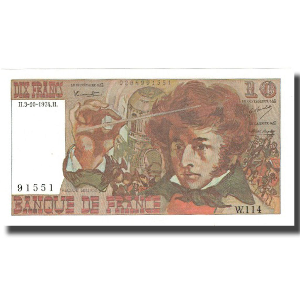 Frankrijk, 10 Francs, Berlioz, 1974-10-03, SPL, Fayette:63.7b, KM:150a
