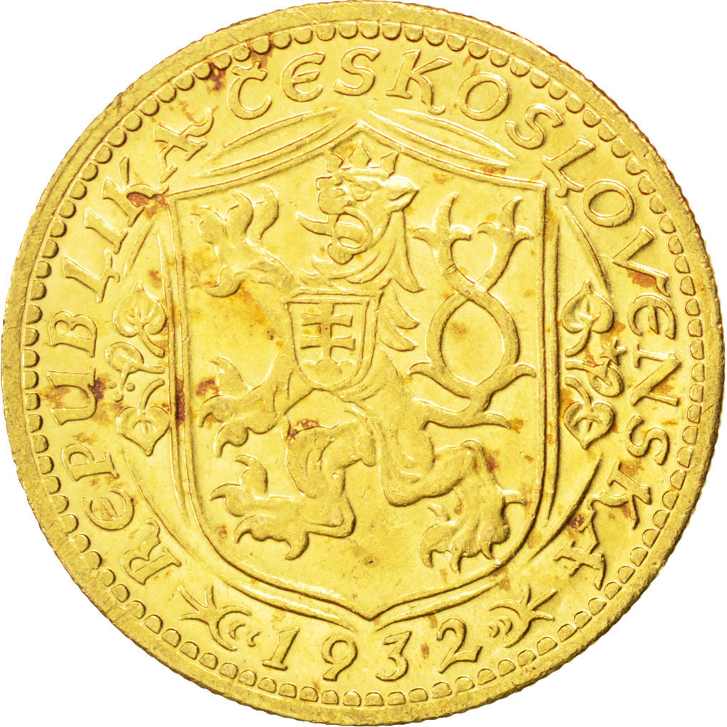 CZECHOSLOVAKIA, Dukat, 1932, KM #8, MS(60-62), Gold, 3.49