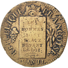 Francia, Sol aux balances françoise, Sol, 1793, Strasbourg, BB, Bronzo, KM:6...
