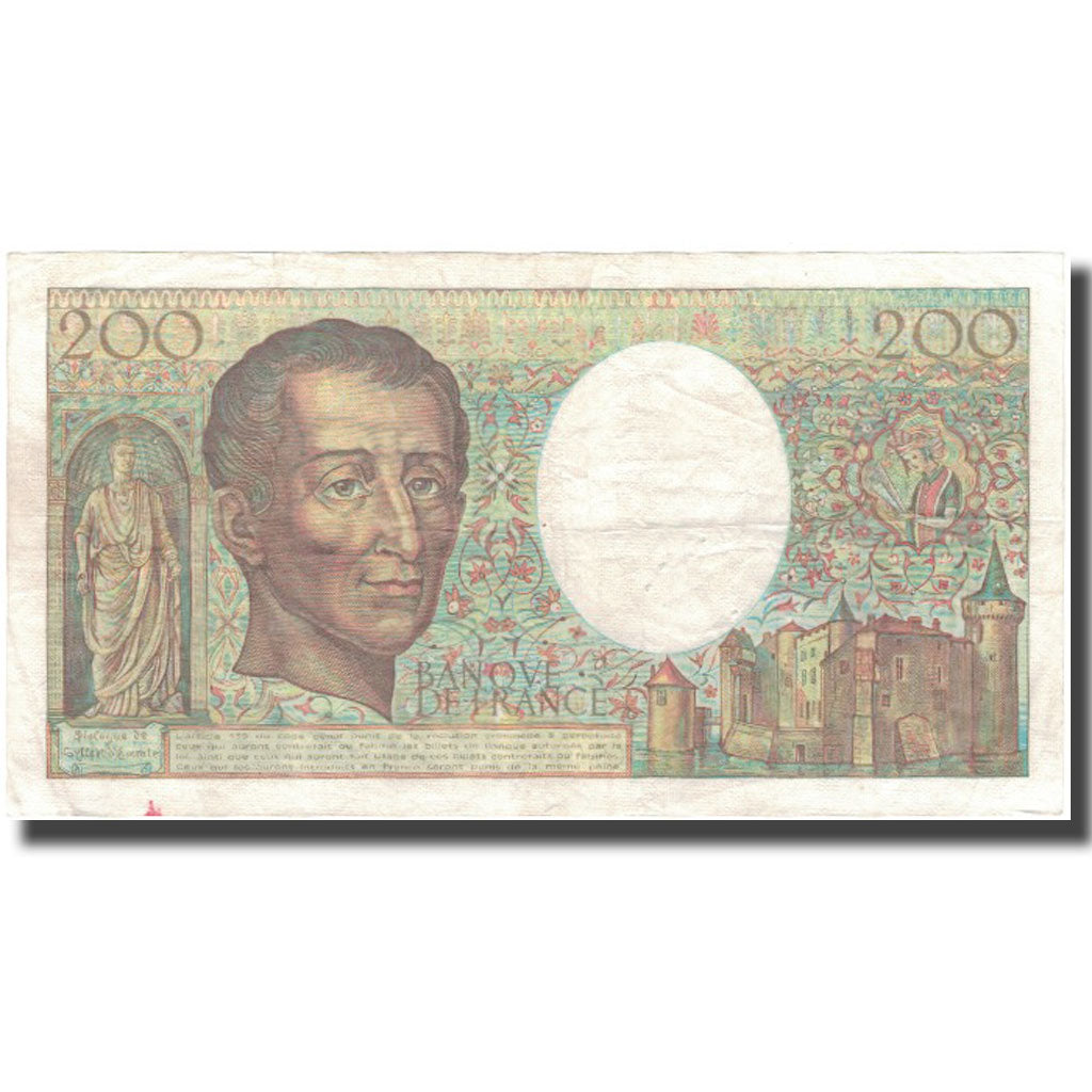 France, 200 Francs, Montesquieu, 1987, VF(20-25), Fayette:70.7, KM:155b