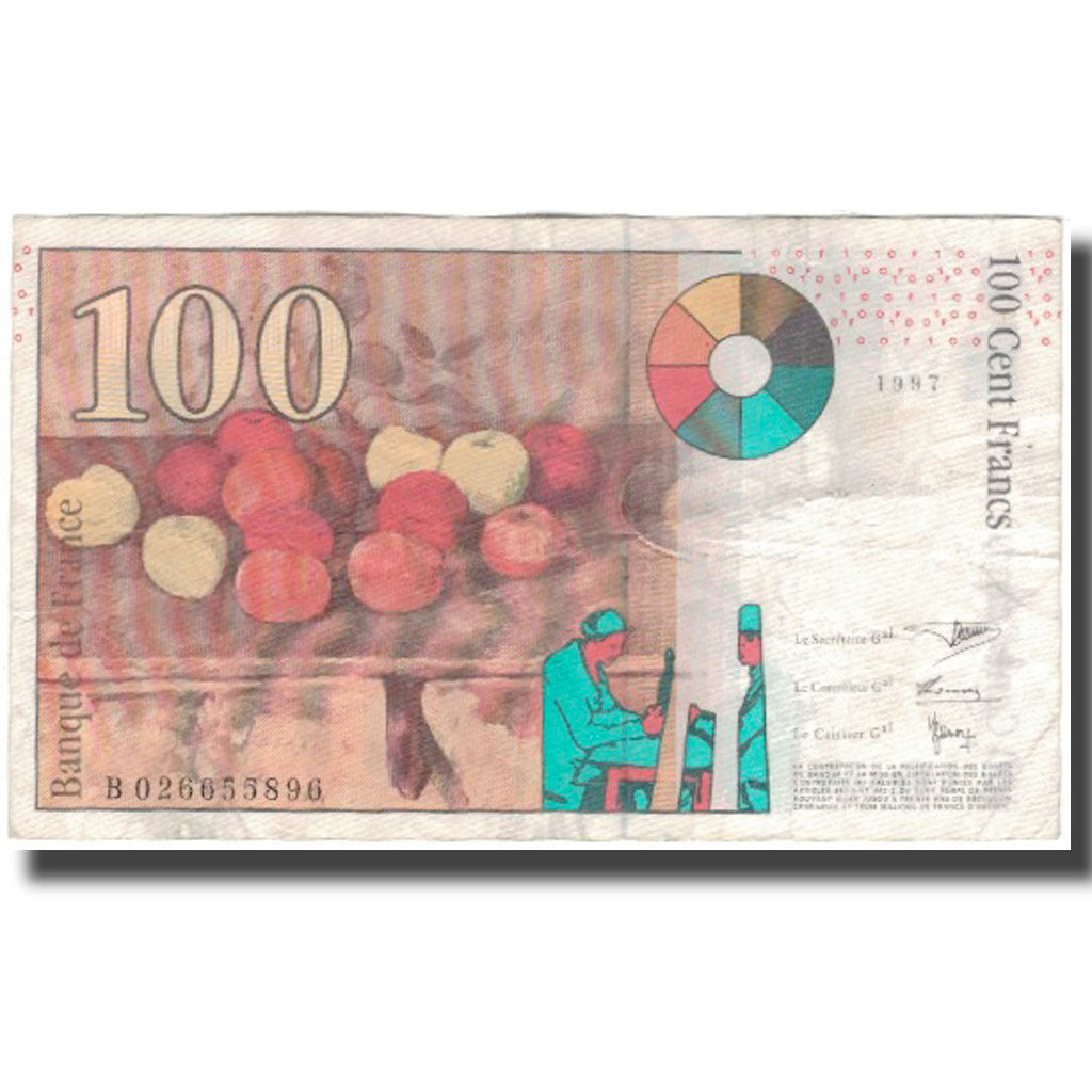 France, 100 Francs, Cézanne, 1997, VF(30-35), Fayette:74.1, KM:158a