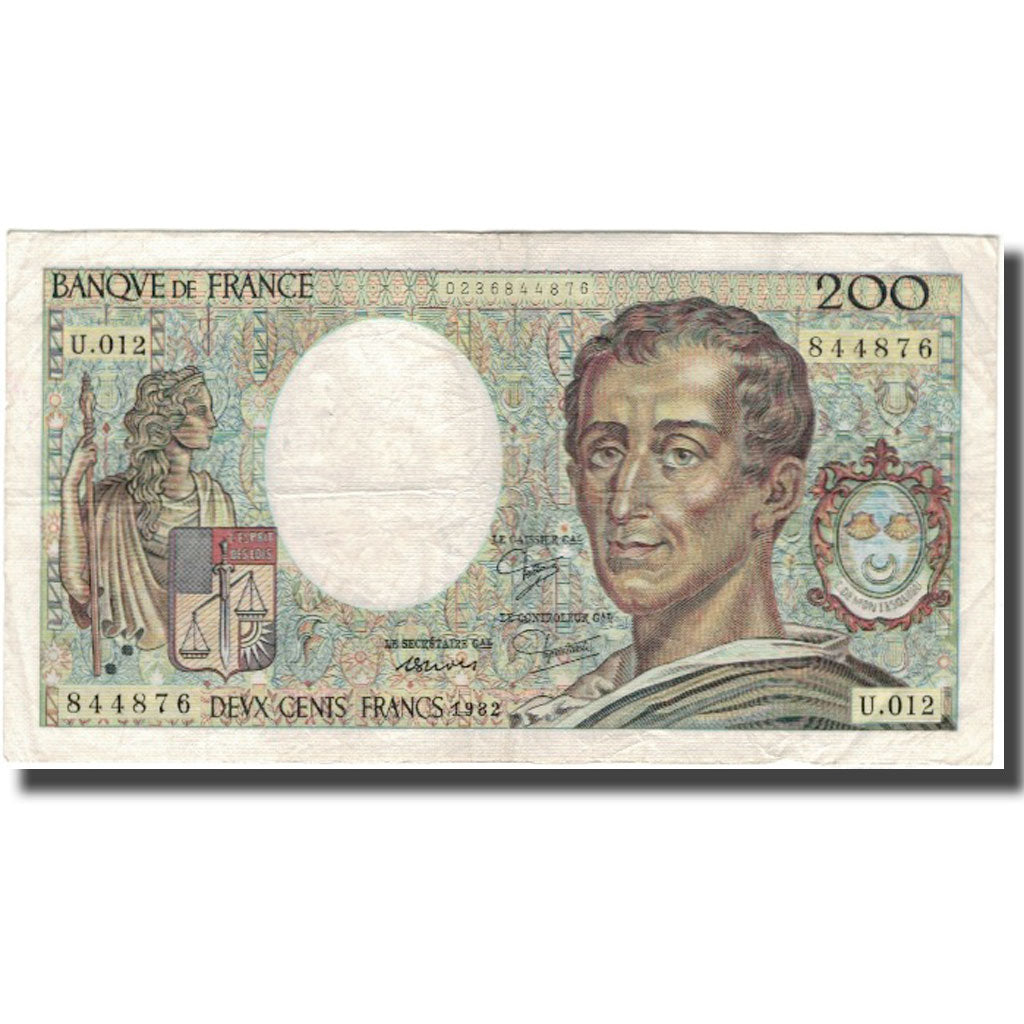 France, 200 Francs, Montesquieu, 1982, VF(20-25), Fayette:70.2, KM:155a