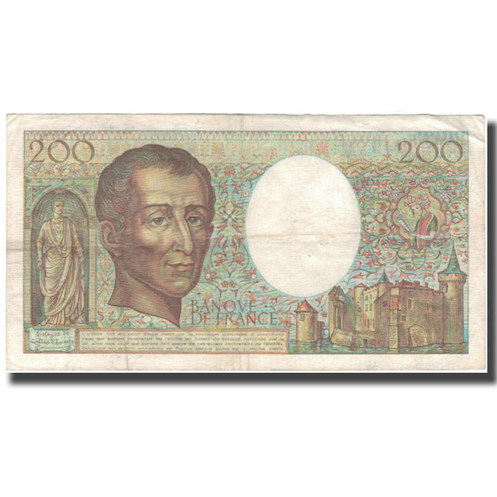 France, 200 Francs, Montesquieu, 1982, VF(20-25), Fayette:70.2, KM:155a