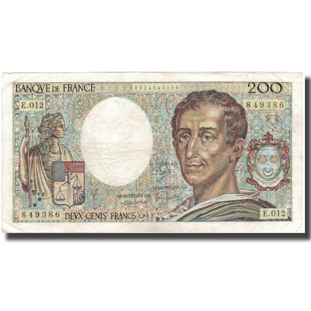 France, 200 Francs, Montesquieu, 1982, VF(20-25), Fayette:70.2, KM:155a