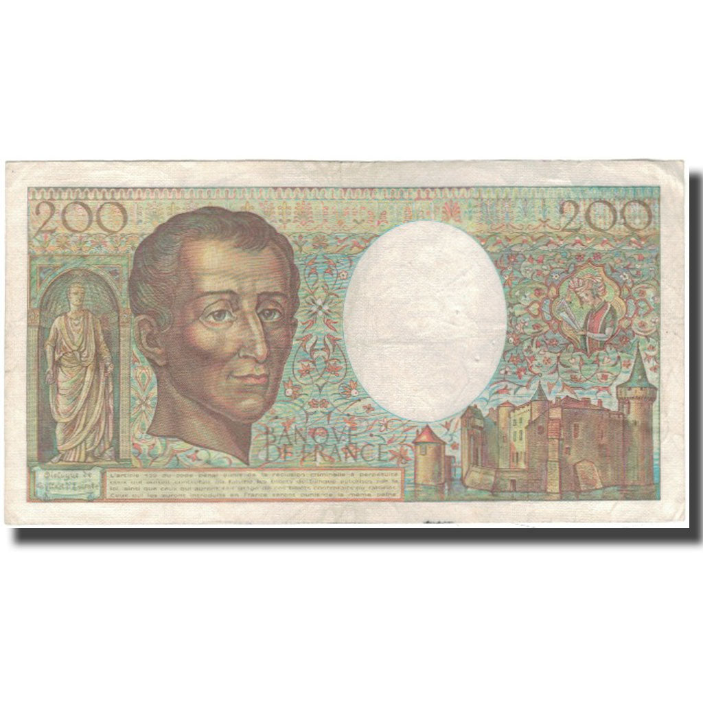 France, 200 Francs, Montesquieu, 1982, VF(20-25), Fayette:70.2, KM:155a