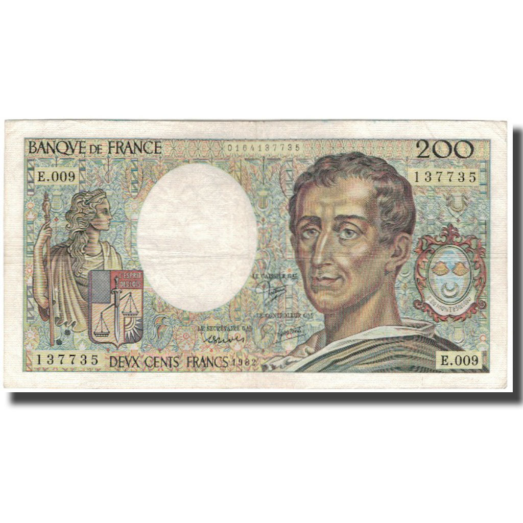 France, 200 Francs, Montesquieu, 1982, VF(20-25), Fayette:70.2, KM:155a