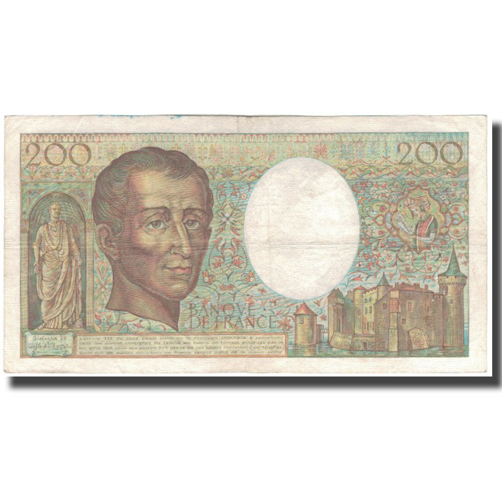 France, 200 Francs, Montesquieu, 1982, VF(20-25), Fayette:70.2, KM:155a