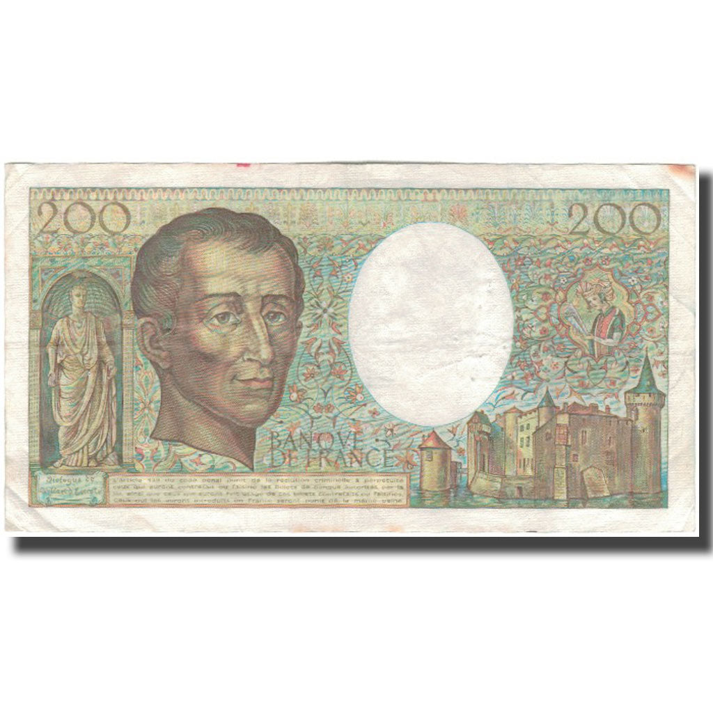 France, 200 Francs, Montesquieu, 1983, VF(20-25), Fayette:70.3, KM:155a