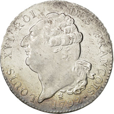 FRANCE, Écu de 6 livres françois, ECU, 6 Livres, 1792, Limoges, KM #615.6, MS(63