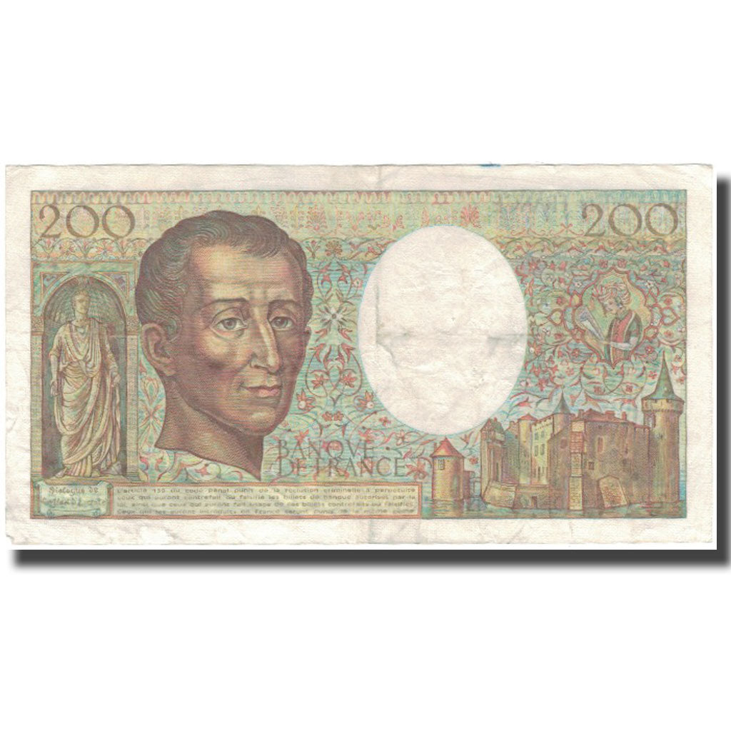 France, 200 Francs, Montesquieu, 1987, VF(20-25), Fayette:70.7, KM:155b