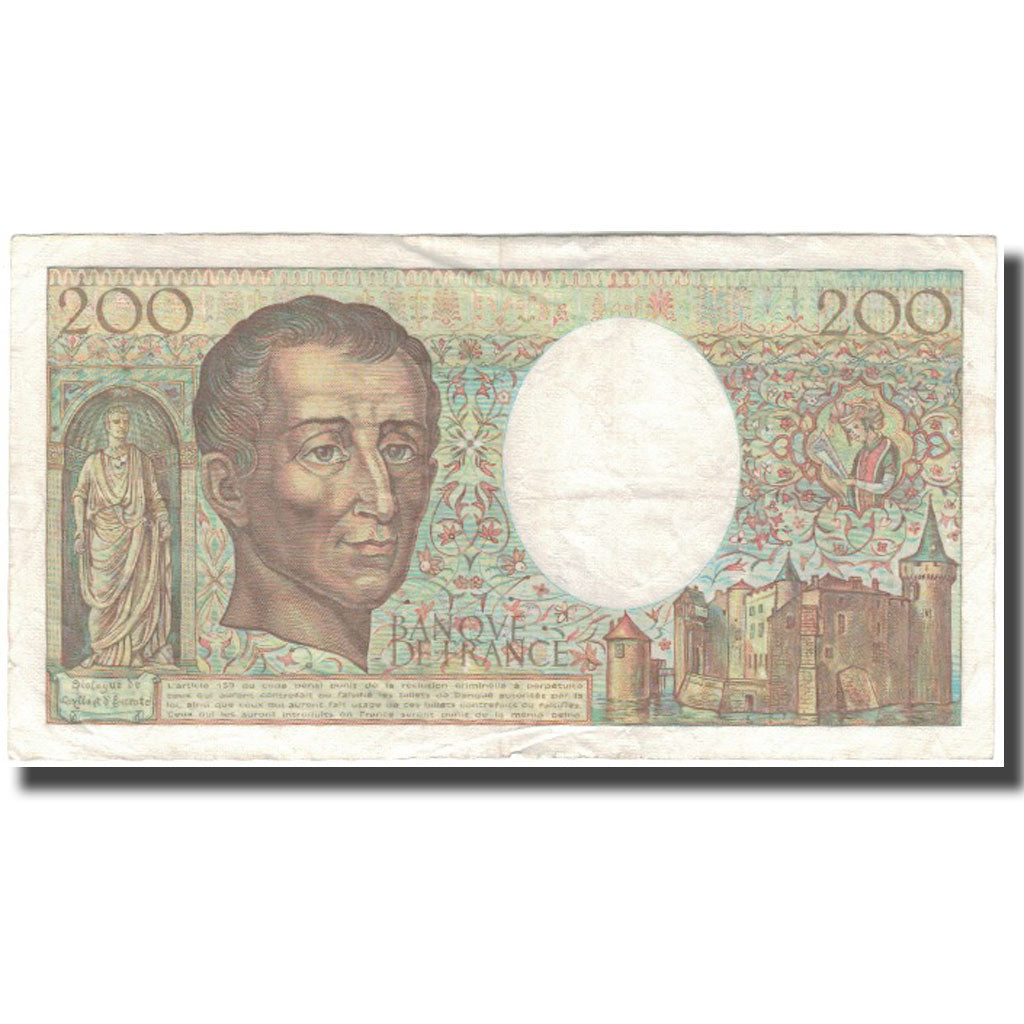 France, 200 Francs, Montesquieu, 1987, VF(20-25), Fayette:70.7, KM:155b