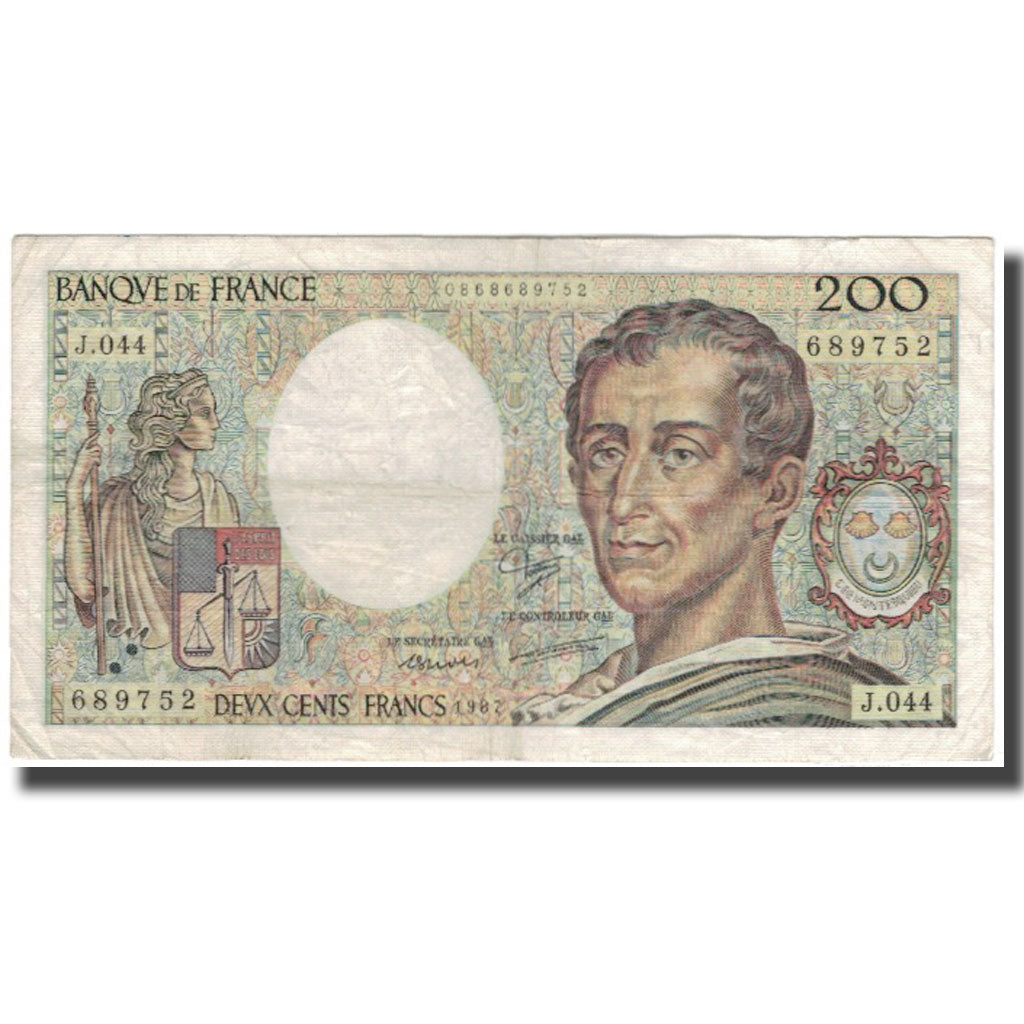 France, 200 Francs, Montesquieu, 1987, VF(20-25), Fayette:70.7, KM:155b