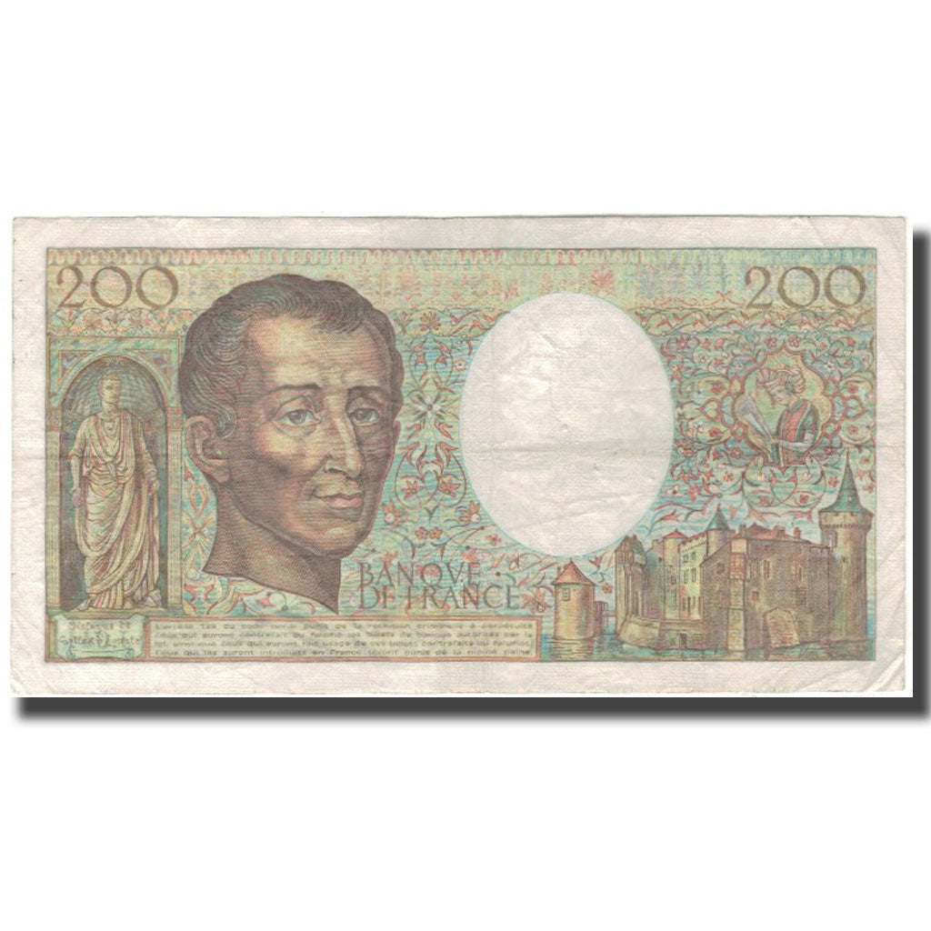 France, 200 Francs, Montesquieu, 1987, VF(20-25), Fayette:70.7, KM:155b