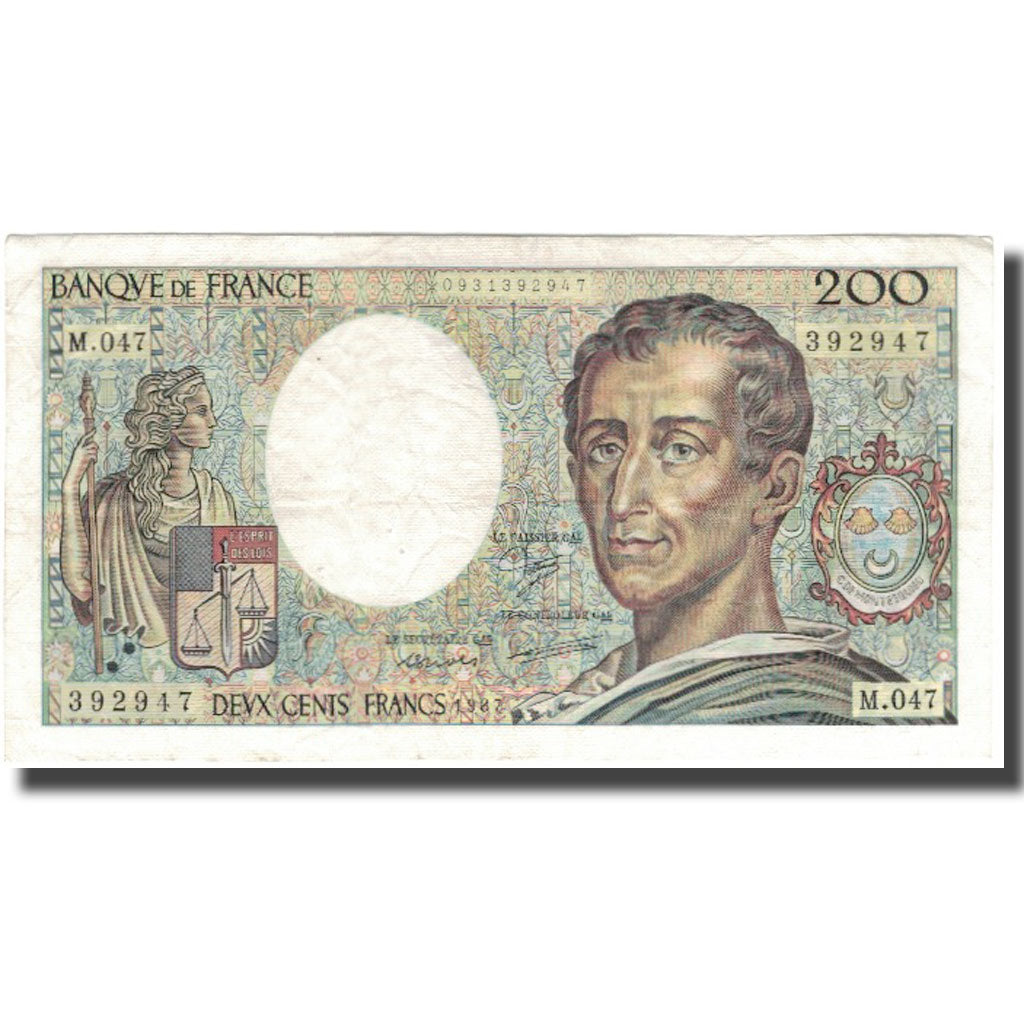 Francia, 200 Francs, Montesquieu, 1987, BC, Fayette:70.7, KM:155b