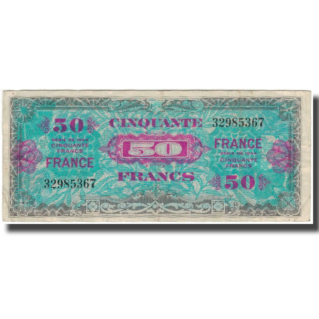 France, 50 Francs, Drapeau/France, 1944, TB+, Fayette:24.1, KM:122a