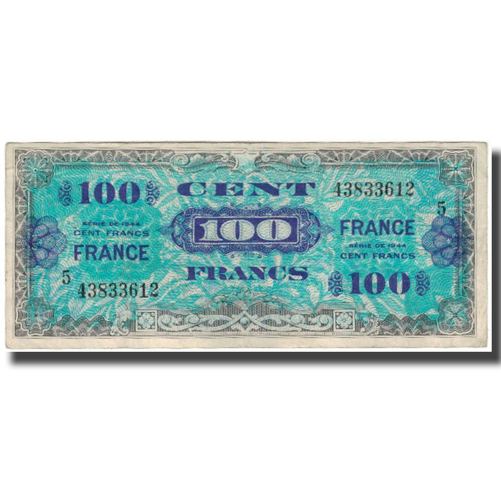 France, 100 Francs, Flag/France, 1944, VF(30-35), Fayette:25.5, KM:123c