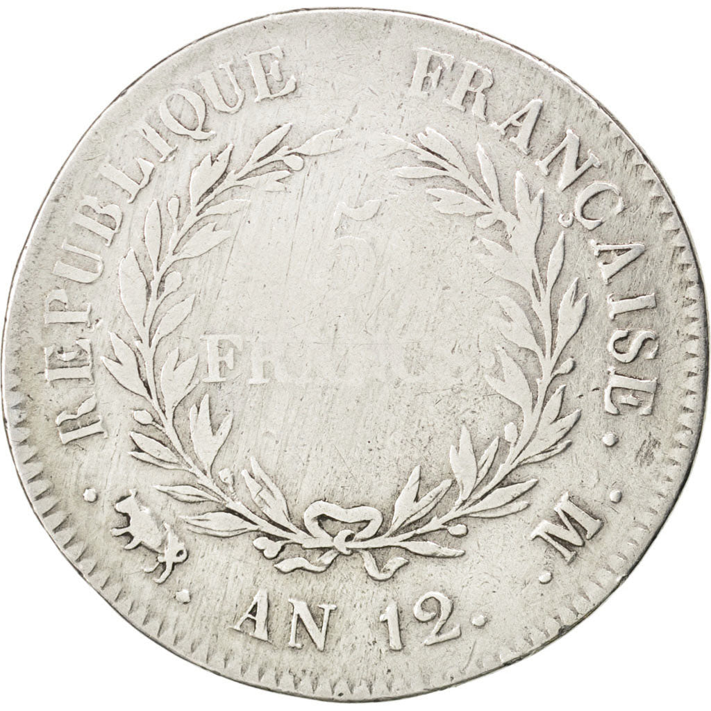 FRANCE, Napoléon I, 5 Francs, 1803, Toulouse, KM #659.10, F(12-15), Silver, G...