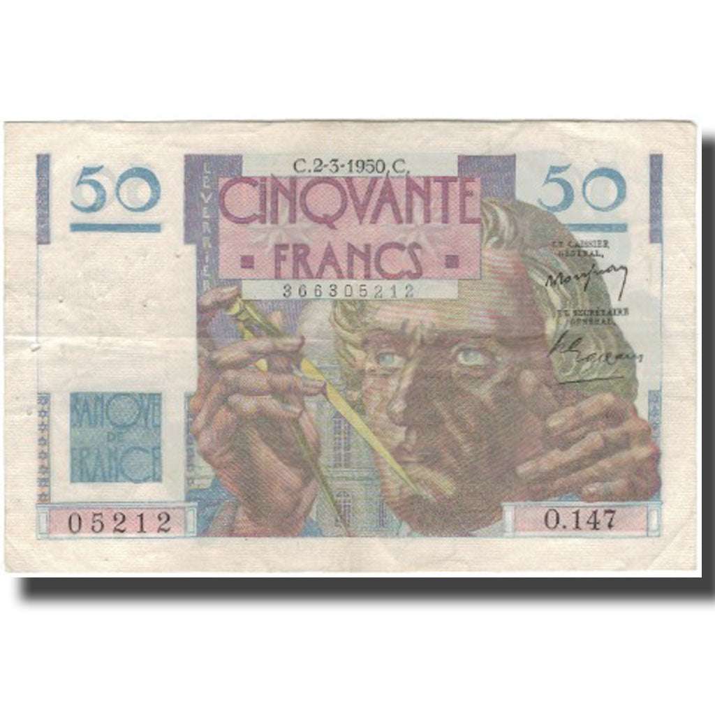 França, 50 Francs, Le Verrier, 1950-03-02, VF(20-25), Fayette:20.14, KM:127b