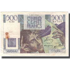 França, 500 Francs, Chateaubriand, 1946-03-28, VF(30-35), Fayette:34.5, KM:129a