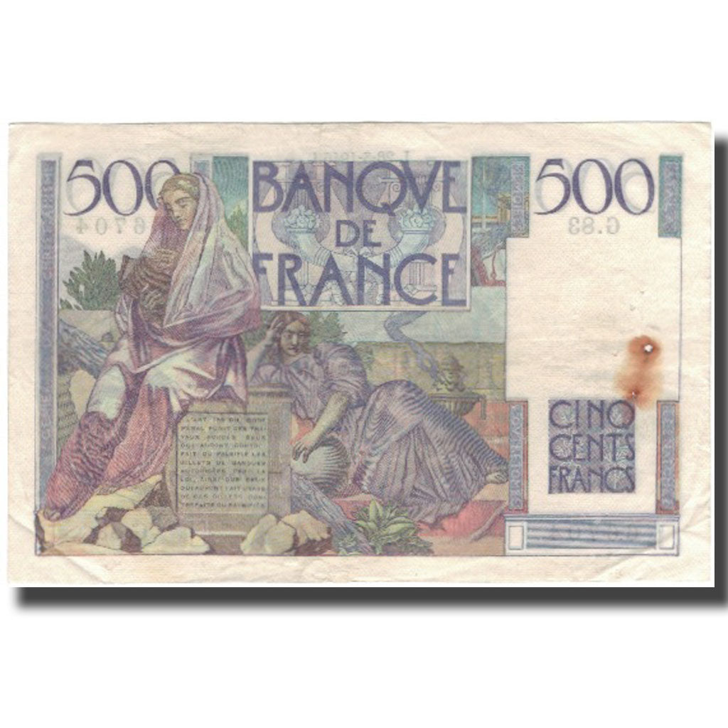 Francia, 500 Francs, Chateaubriand, 1946-03-28, BC+, Fayette:34.5, KM:129a