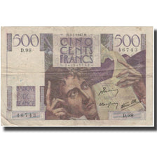 France, 500 Francs, Chateaubriand, 1947-01-09, VF(20-25), Fayette:34.7, KM:129a