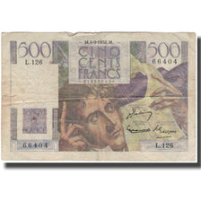 France, 500 Francs, Chateaubriand, 1952-09-04, TB, Fayette:34.10, KM:129c