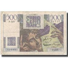 França, 500 Francs, Chateaubriand, 1953-01-02, VG(8-10), Fayette:34.11, KM:129c