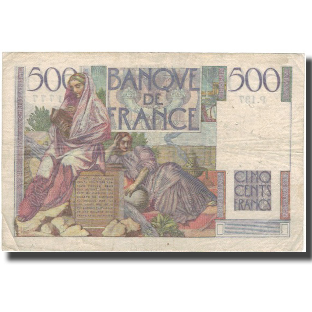 França, 500 Francs, Chateaubriand, 1953-01-02, VG(8-10), Fayette:34.11, KM:129c