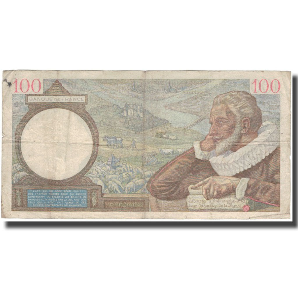 França, 100 Francs, Sully, 1939-09-28, VF(20-25), Fayette:26.8, KM:94