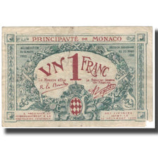 Banknote, Monaco, 1 Franc, 1920, 1920-03-20, KM:5, VF(20-25)