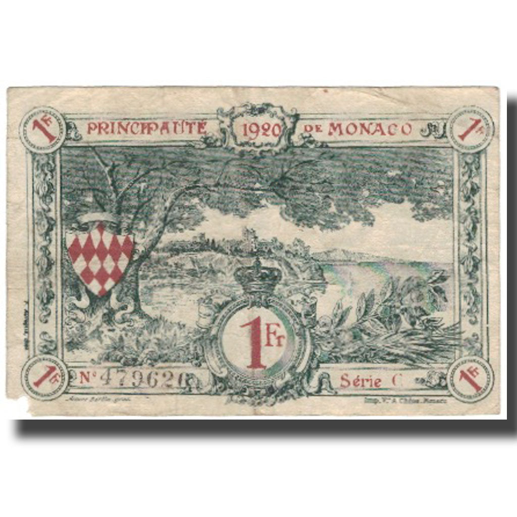 Banknote, Monaco, 1 Franc, 1920, 1920-03-20, KM:5, VF(20-25)