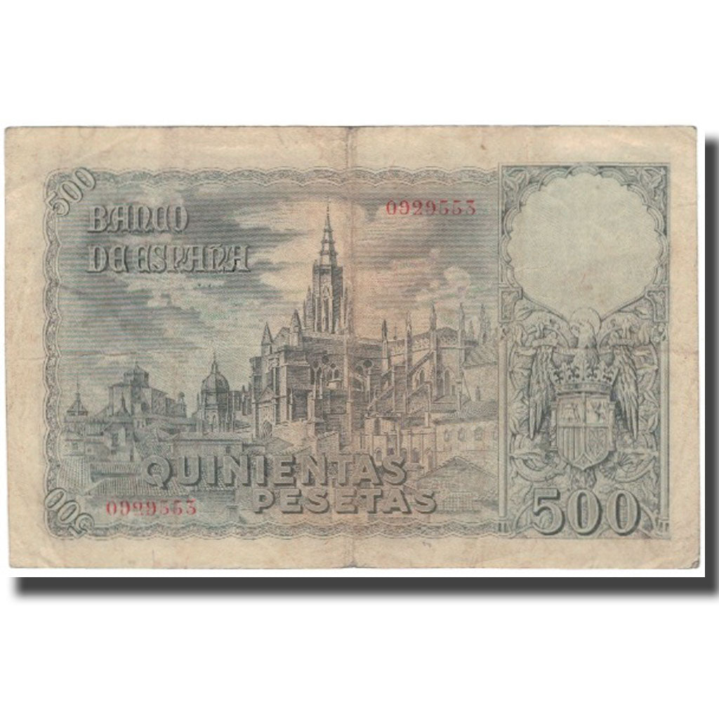 Billete, 500 Pesetas, España, 1940-10-21, KM:124a, MBC