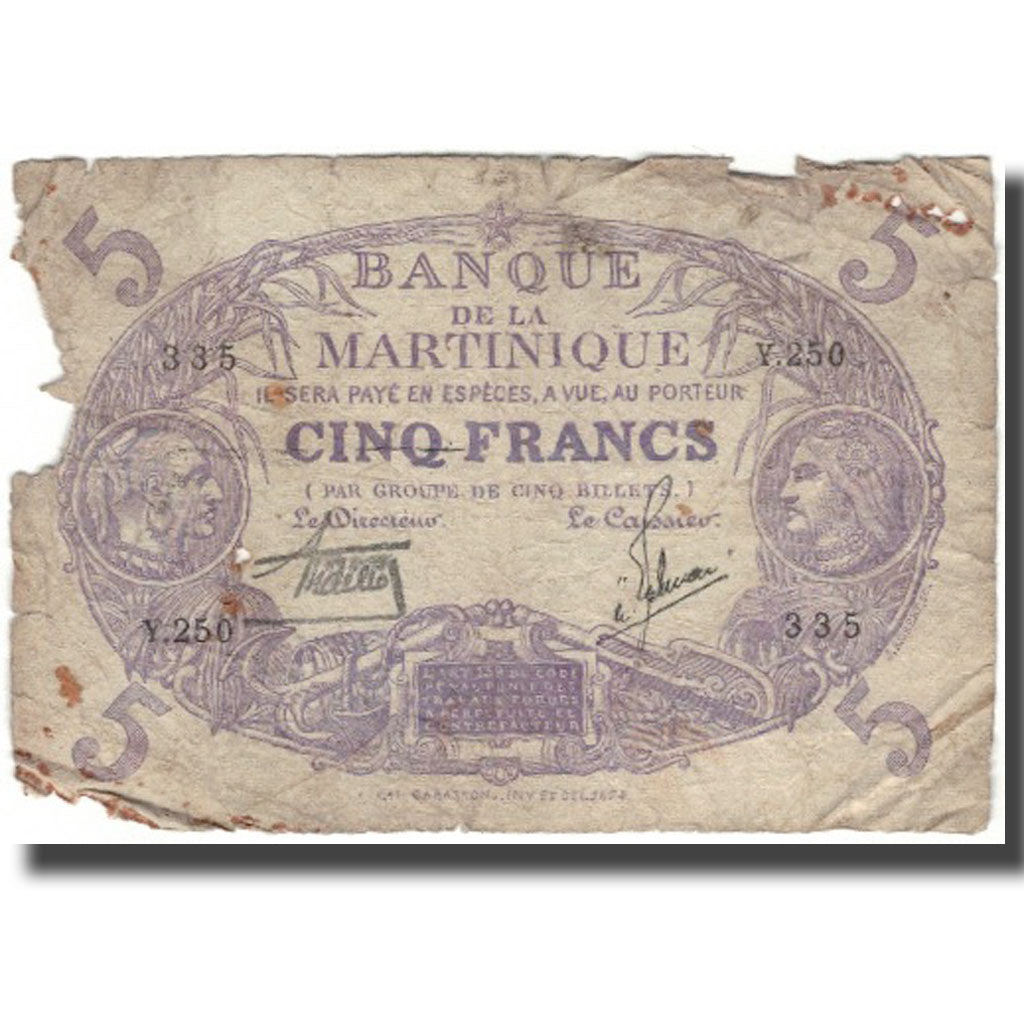 Martinica, 5 Francs, MC, KM:6
