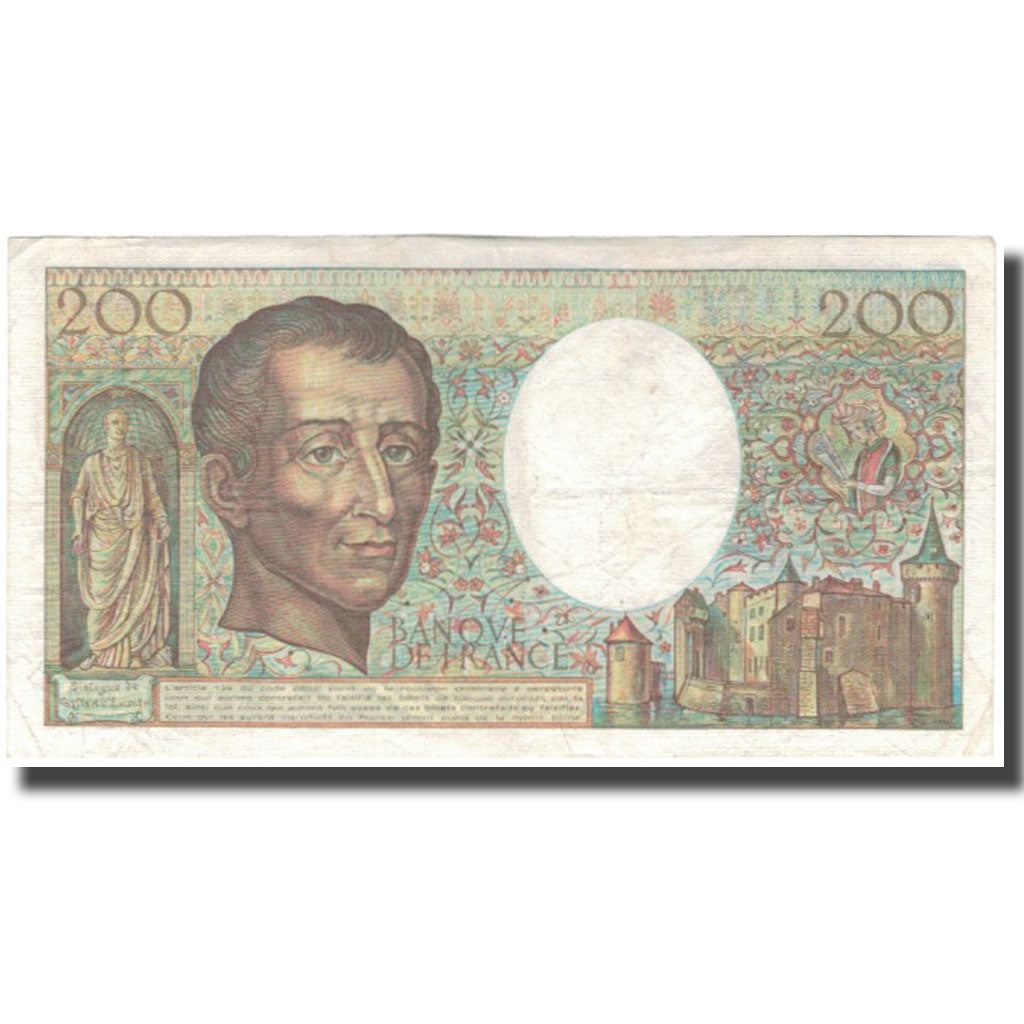 França, 200 Francs, Montesquieu, 1986, VF(20-25), Fayette:70.6, KM:155a