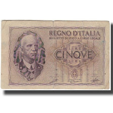 Billete, 5 Lire, Italia, KM:28, BC