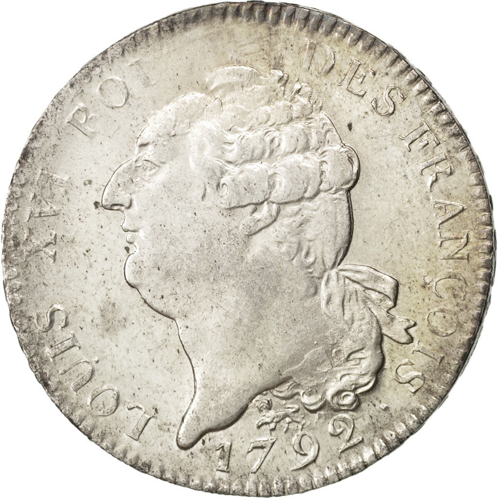 FRANCE, Écu de 6 livres françois, ECU, 6 Livres, 1792, Paris, KM #615.1, MS(64),