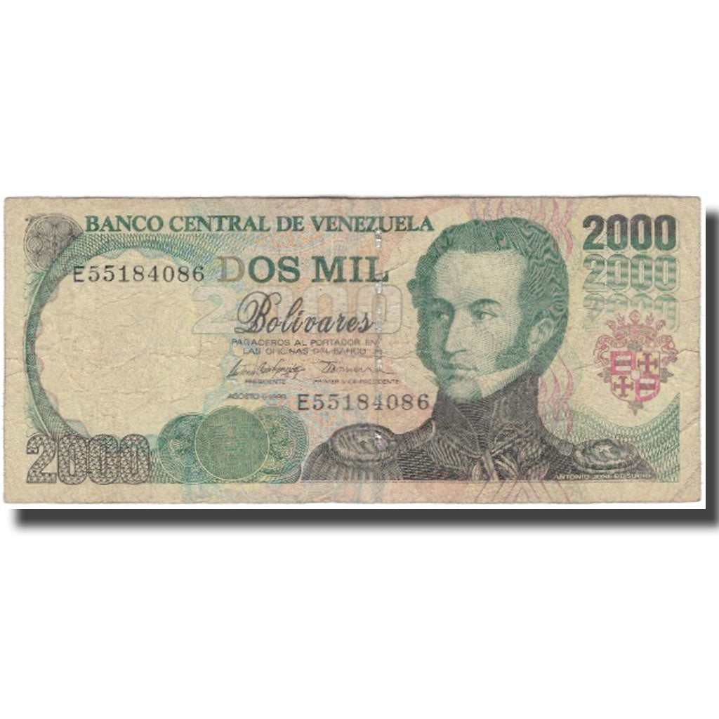 Banknote, Venezuela, 2000 Bolivares, 1998-08-06, KM:77c, F(12-15)