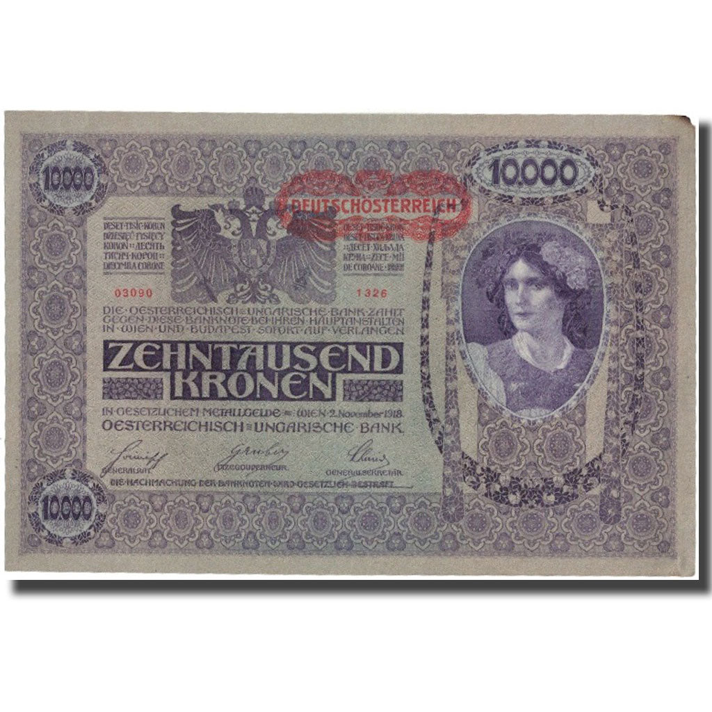 Banknote, Austria, 10,000 Kronen, 1918, KM:65, AU(50-53)
