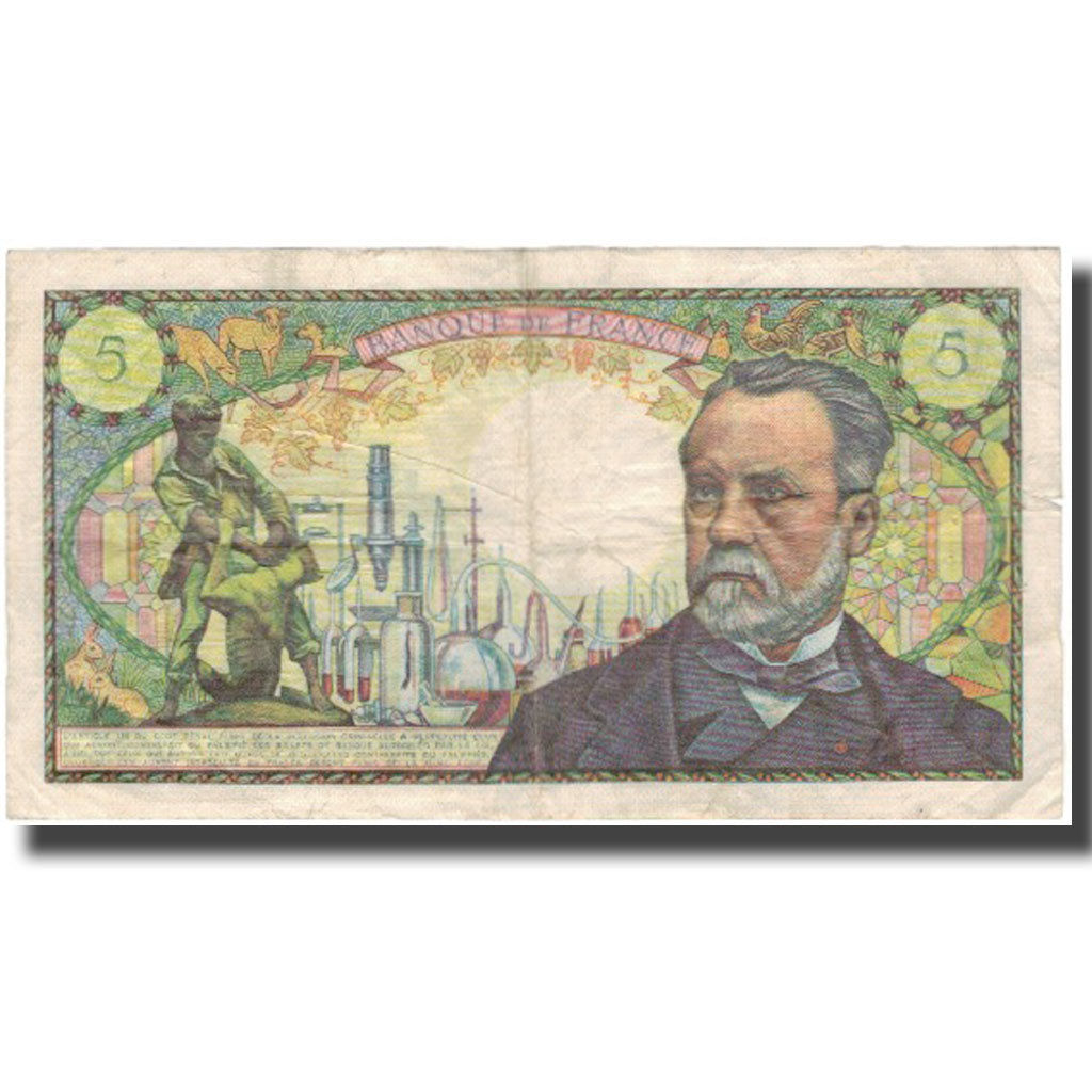 France, 5 Francs, Pasteur, 1966-09-01, VG(8-10), Fayette:61.3, KM:146a