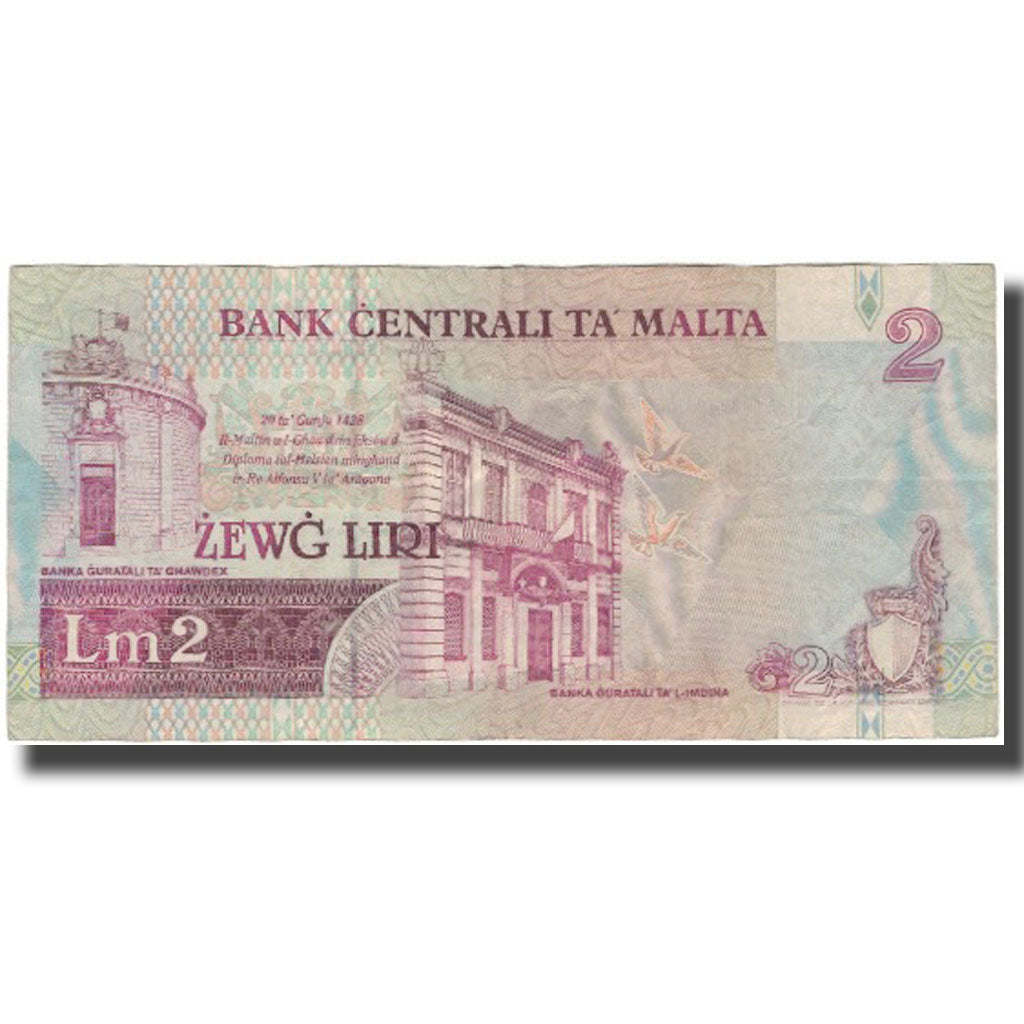 Billete, 2 Liri, Malta, KM:45b, BC+