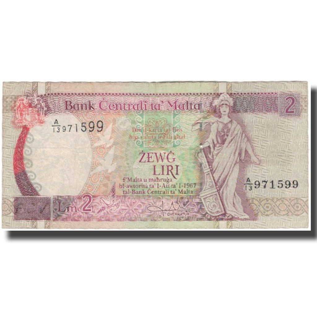 Billete, 2 Liri, Malta, KM:45b, BC+