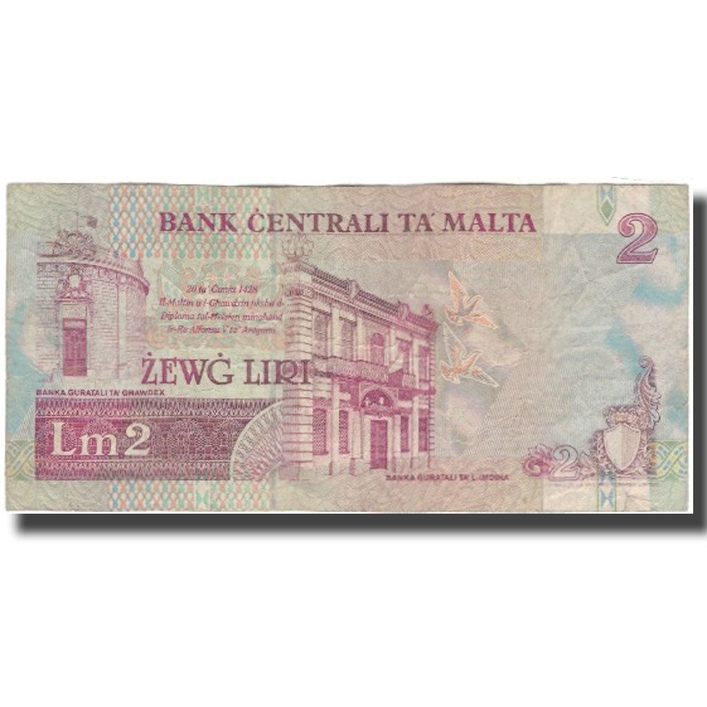 Billete, 2 Liri, Malta, KM:45b, BC