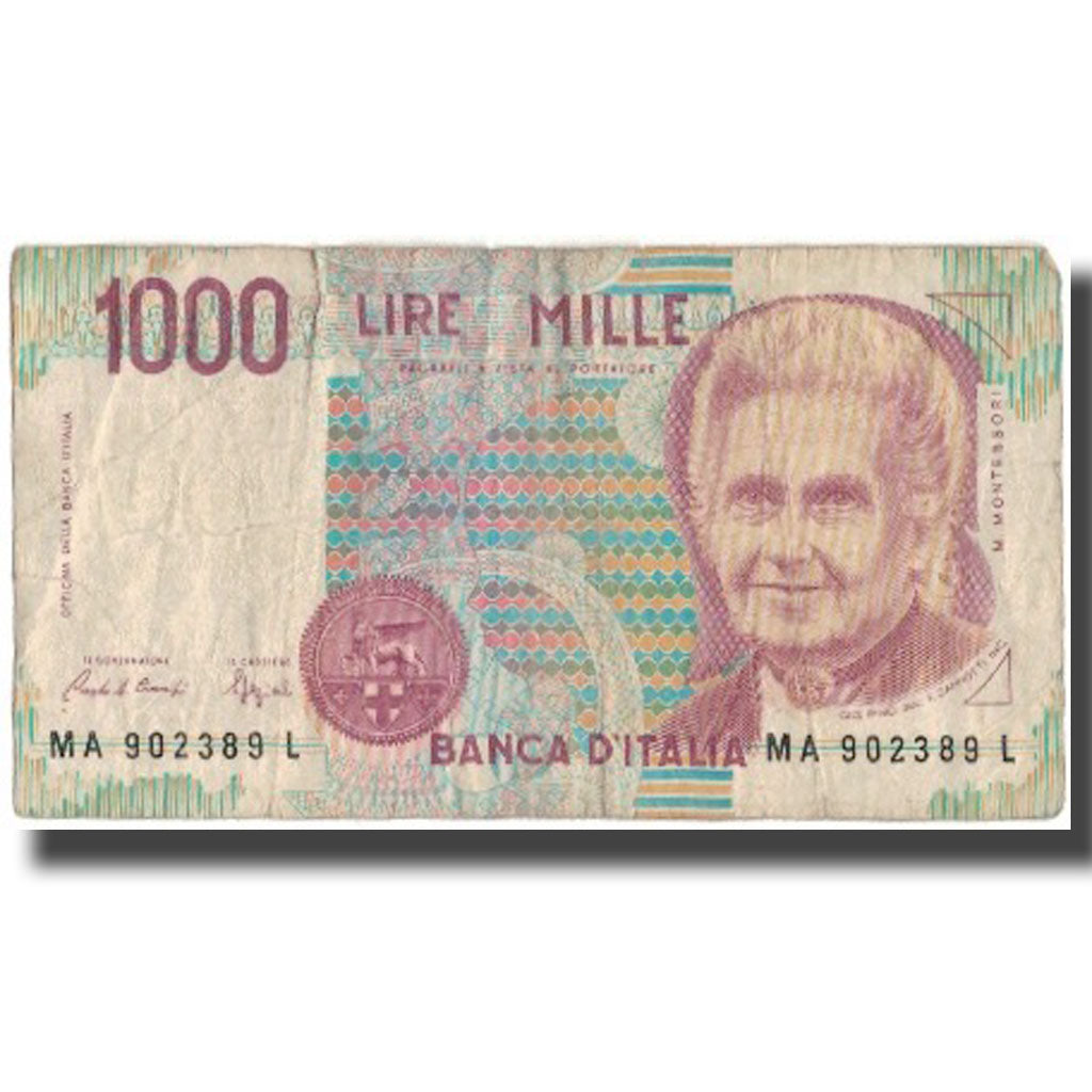 Biljet, Italië, 1000 Lire, KM:114a, B+