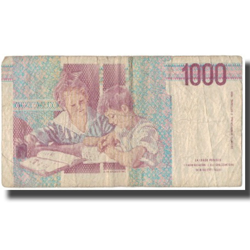 Biljet, Italië, 1000 Lire, KM:114a, B+