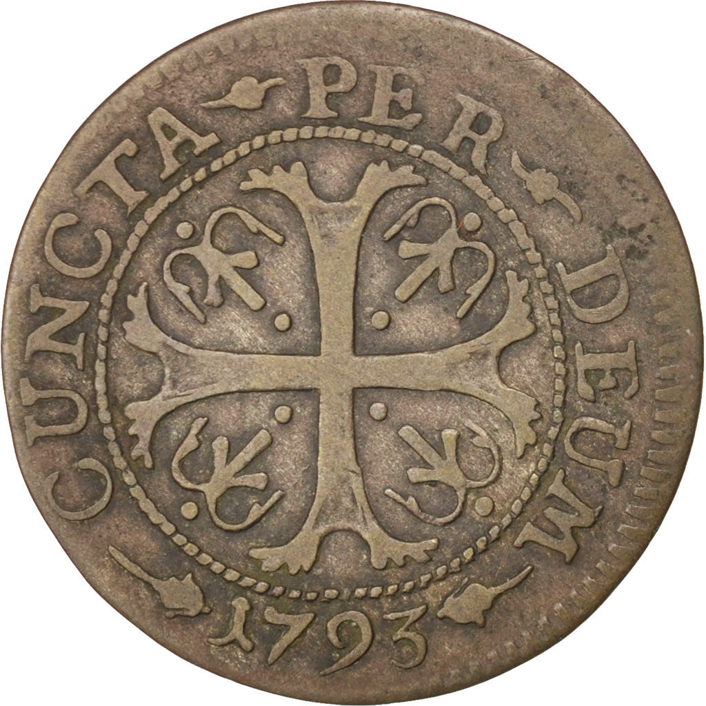 SWISS CANTONS, 1/2 Batzen, 2 Kreuzer, 1793, KM #35, EF(40-45), Billon, 1.73