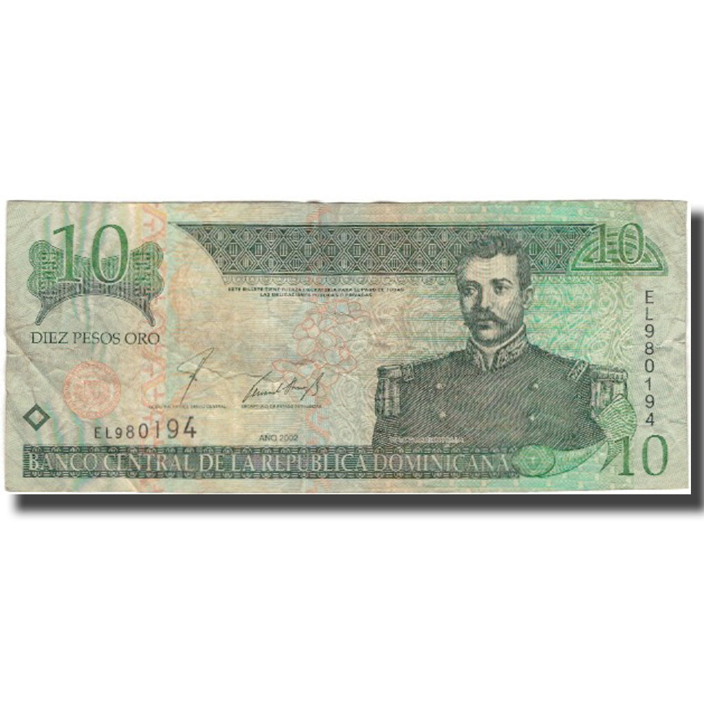 Billete, 10 Pesos Oro, 2002, República Dominicana, KM:168b, BC