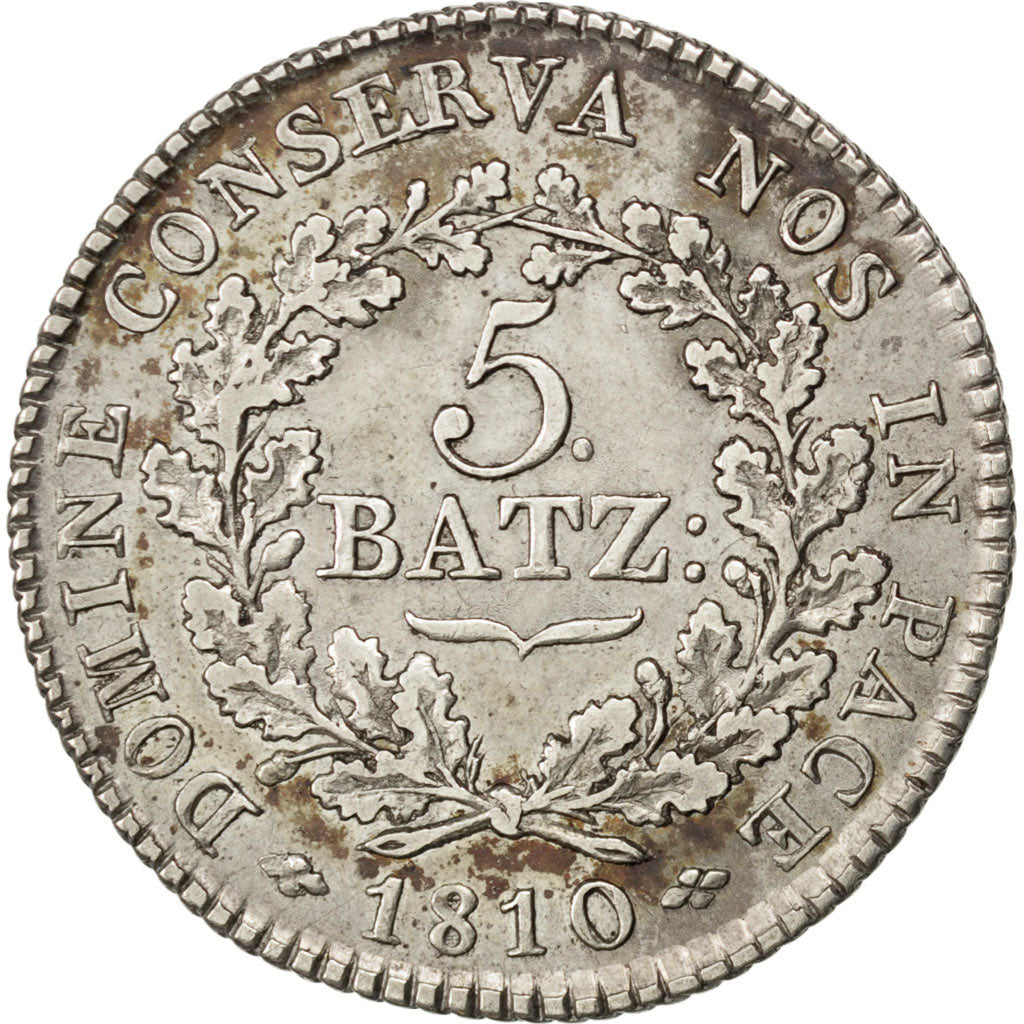 SWISS CANTONS, 5 Batzen, 1810, KM #199, AU(50-53), Silver, 26, 4.37
