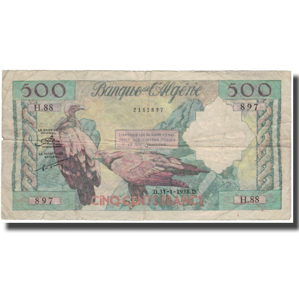 Banknote, Algeria, 500 Francs, 1958-01-31, KM:117, VF(20-25)