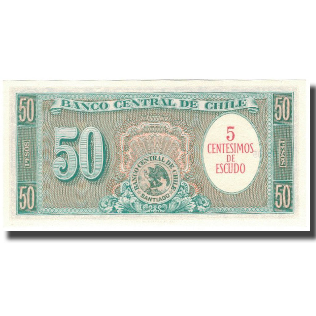 Banknote, Chile, 5 Centesimos on 50 Pesos, KM:126a, UNC(65-70)