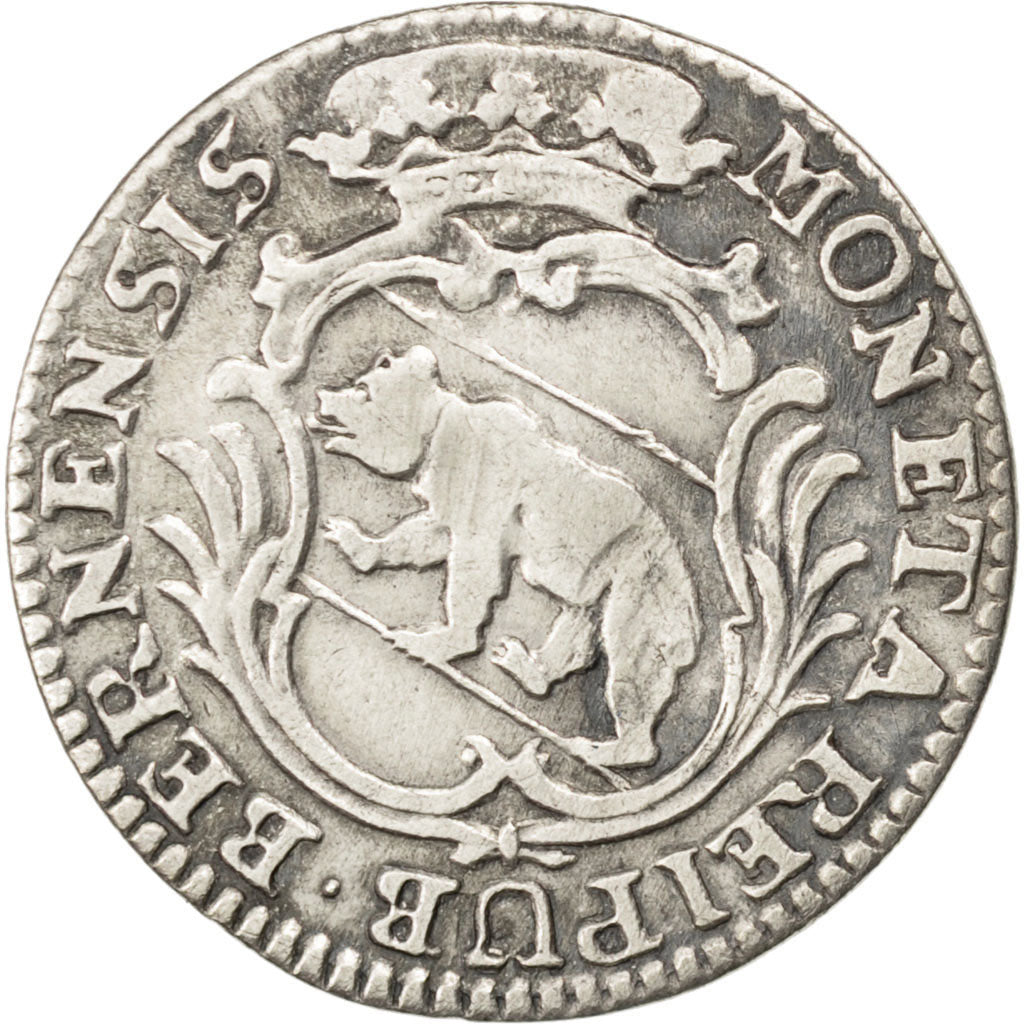 SWISS CANTONS, 10 Kreuzer, 1755, Bern, KM #116, EF(40-45), Silver, 1.89